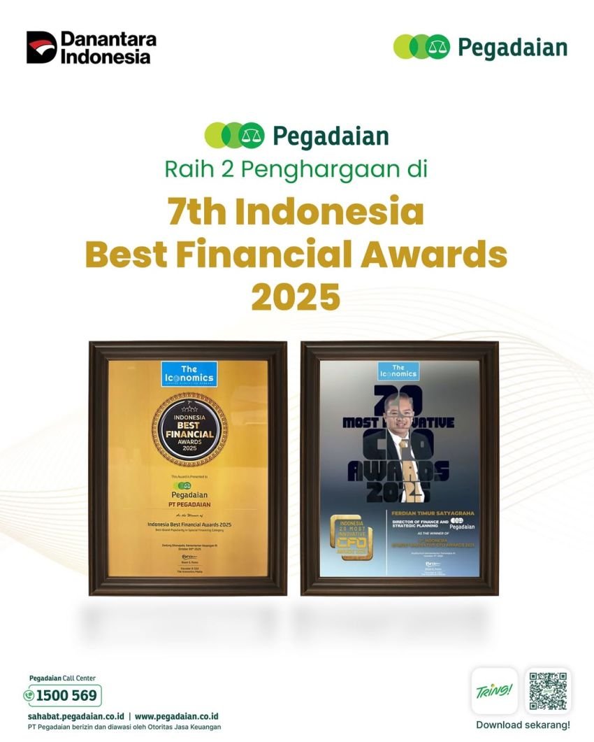 Dua Trofi Sekaligus, Pegadaian Bukukan Prestasi Emas di Dunia Keuangan